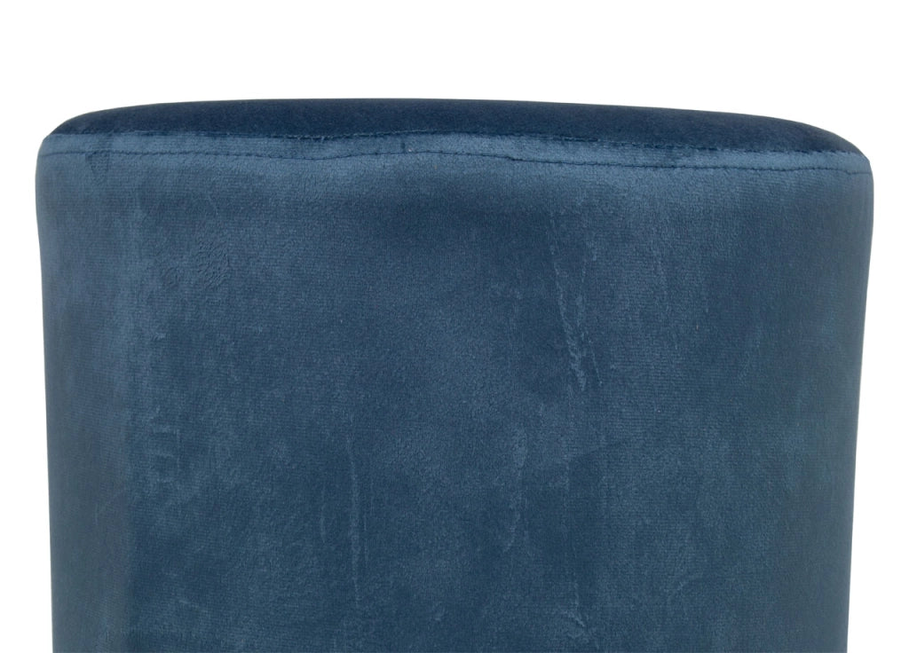 Pouf Salotto/Camera Rotondo Imbottito Modello Cilindro Velvet In Tinta Unita - Pouf - Blu