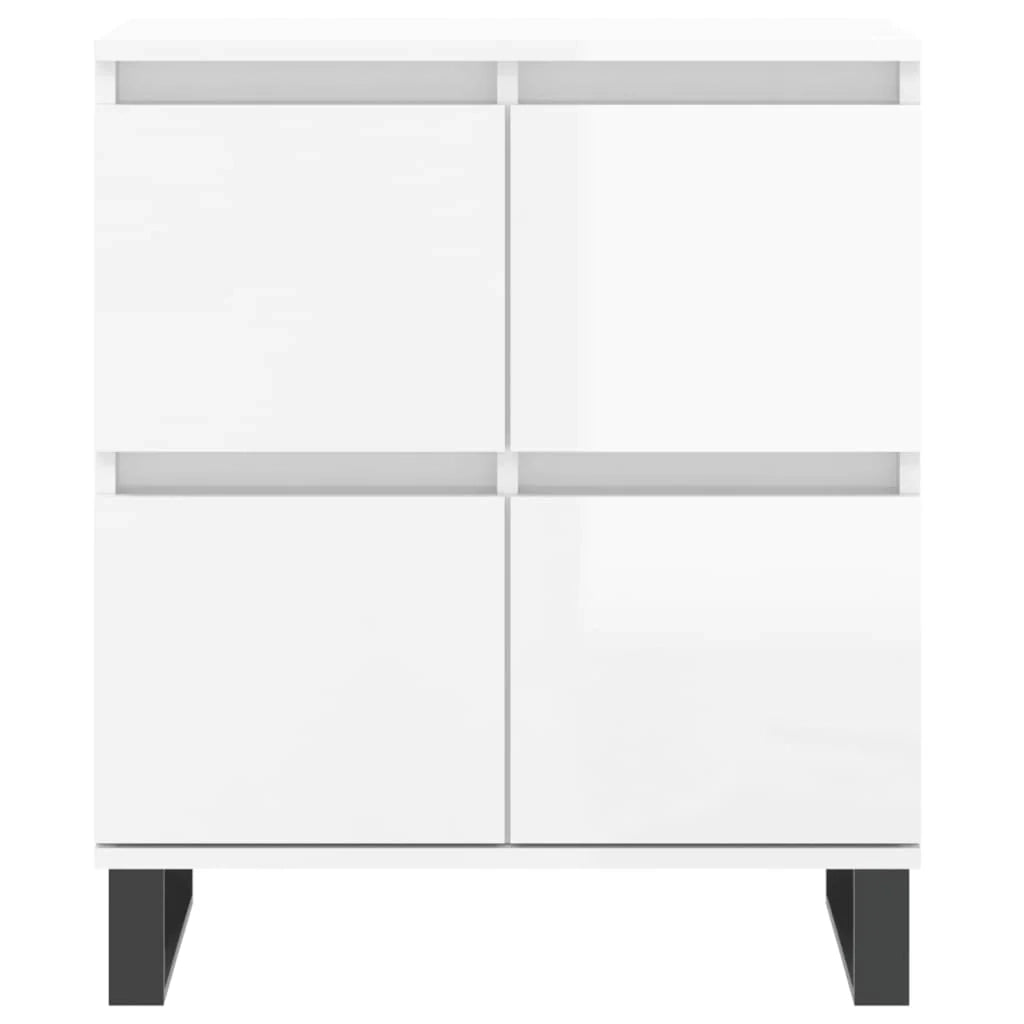 Buffet credenza cassettiera mobiletto mobile contenitore organizer per cucina soggiorno finitura lucida 60 x 35 x 70 cm legno ingegnerizzato bianco 02_0030674