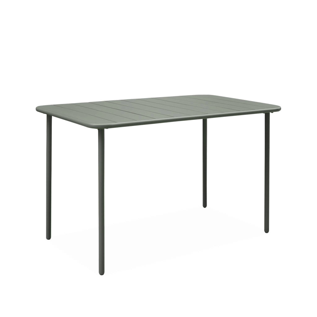 Set tavolo da giardino in acciaio con 4 sedie, 120cm, verde kaki