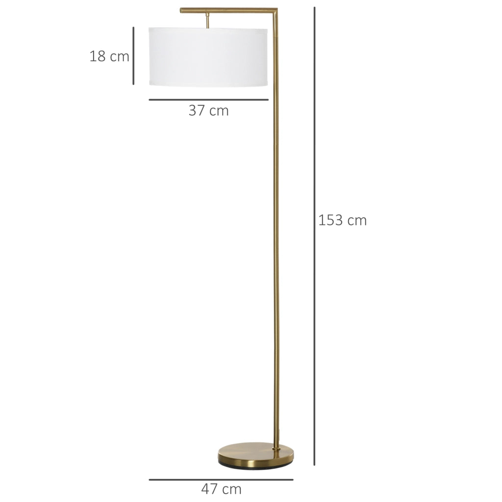 Lampada da terra ¨C zephmum ¨C bianco, oro, tessuto, 47x37x153 cm