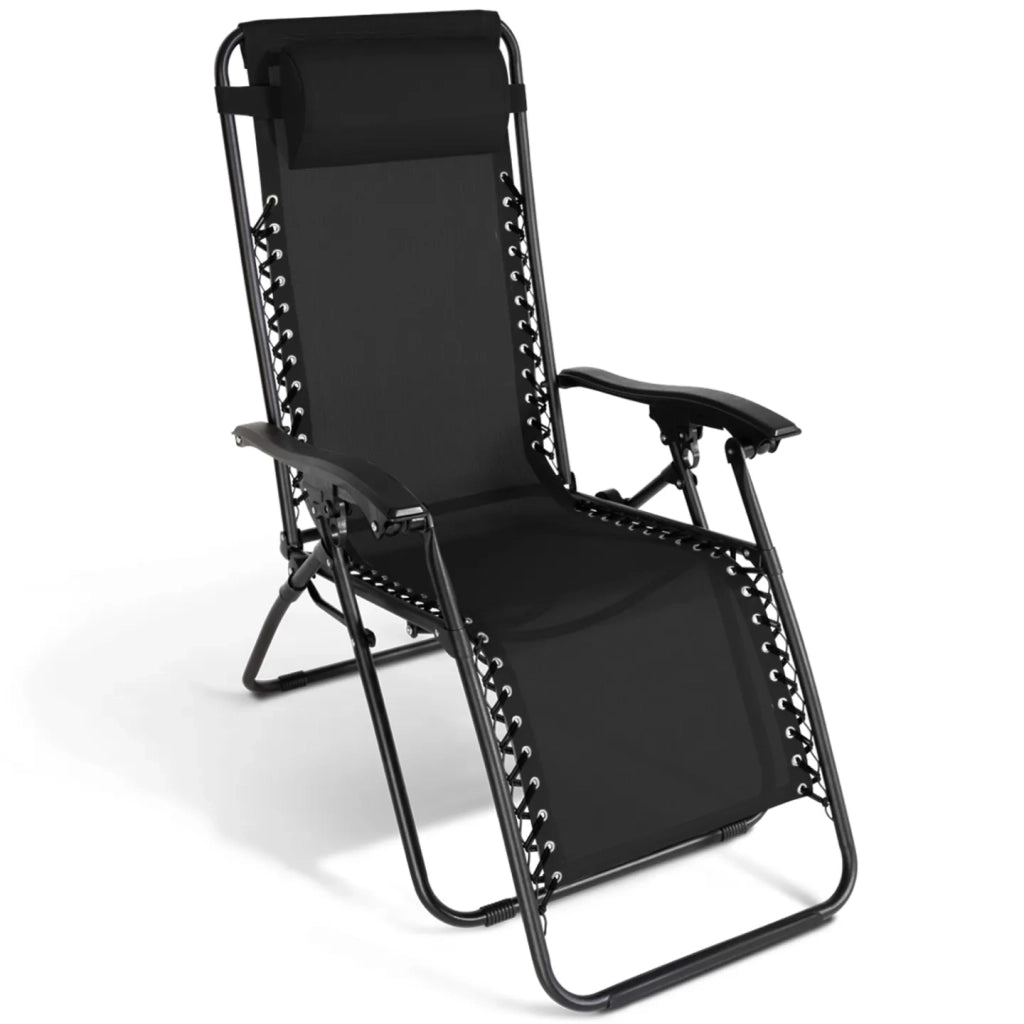 IDMarket - Set di 2 sedie da giardino reclinabili RELAX, alto comfort, nero