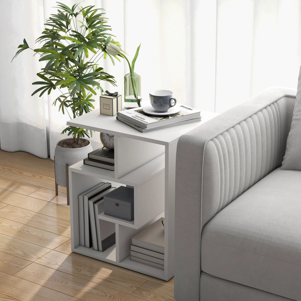 Tavolino da caff¨¨ con ripiani ¨C Zephmum ¨C Bianco 45x40x55 cm