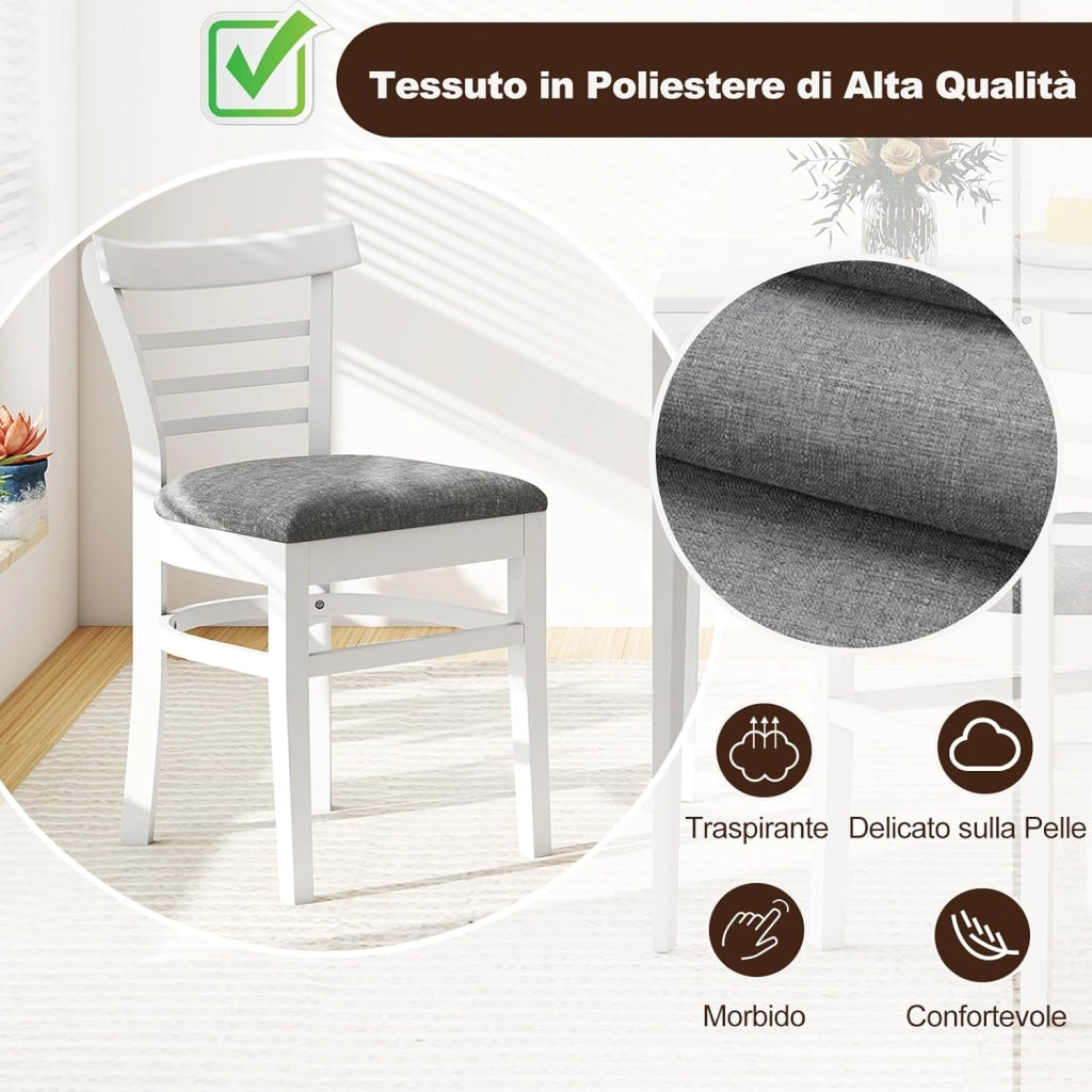 Set di 2 Sedie da Pranzo, Sedie da Cucina Senza Braccioli Rivestite in Finta Pelle con Gambe in Legno di Gomma, Seduta Imbottita e Schienale Curvo, per Soggiorno e Ristorante (Bianco)