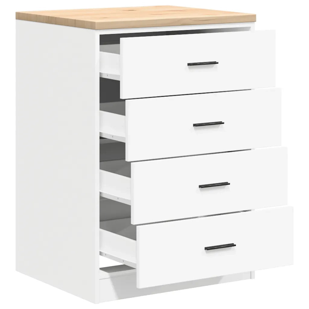 Armadietto da Garage Bianco 60x51x85 cm Legno Massello di Pino 860598