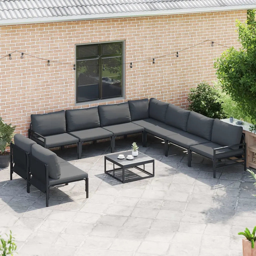 vidaXL Set Divano da Giardino 10 pcs Antracite Acciaio