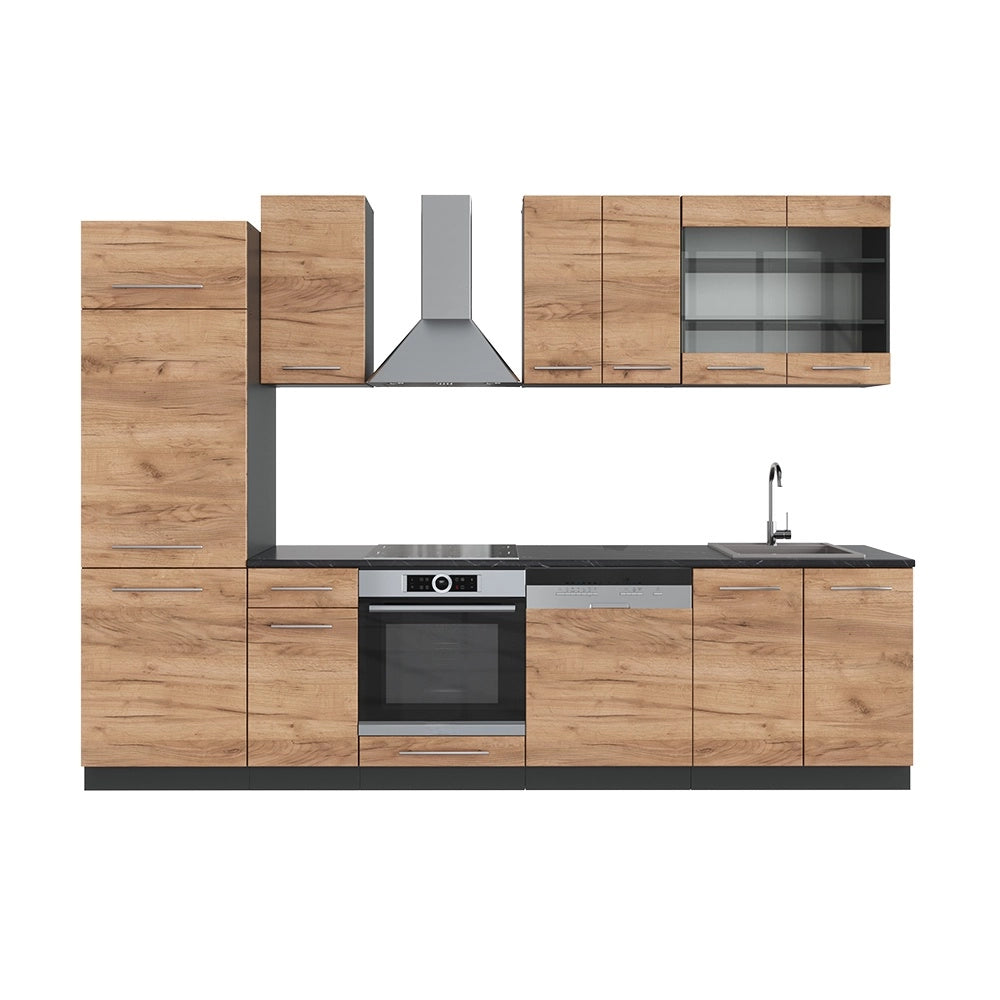 Cucina componibile Fame-Line Rovere dorato/Antracite 300 cm, PL Antracite Vicco