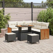 Set Divano da Giardino 9 pcs Nero e Crema polyrattan 3365255