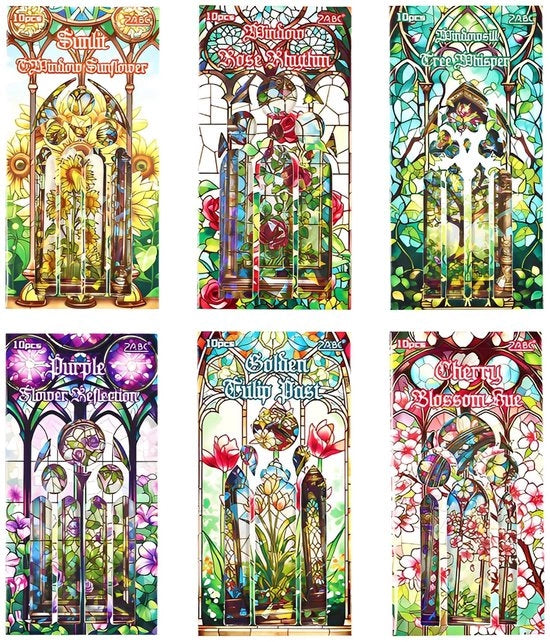 60 pezzi di adesivi per cornice a specchio holografici, 6 temi adesivi glitter trasparenti, set di adesivi per scrapbook PET lucidi, adesivi impermeabili, accessori decorativi per il fai da te, junk journal