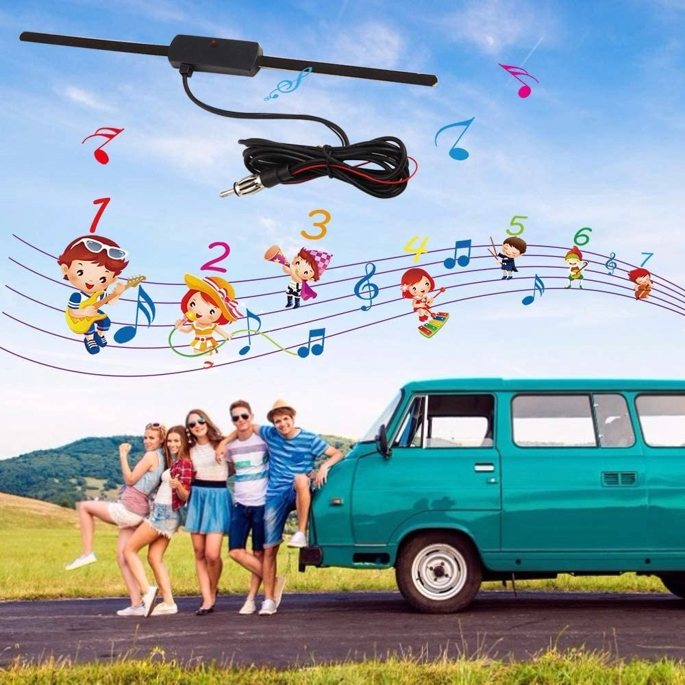 Trade Shop - Antenna Autoradio Universale Radio Am/fm Patch Montaggio Parabrezza 48-960 Mhz -