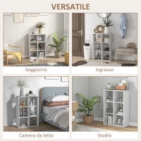 Libreria Bianca per Casa e Ufficio, Scaffale dal Design Moderno con 6 Scomparti in Legno, 91.5x29.5x61.5cm