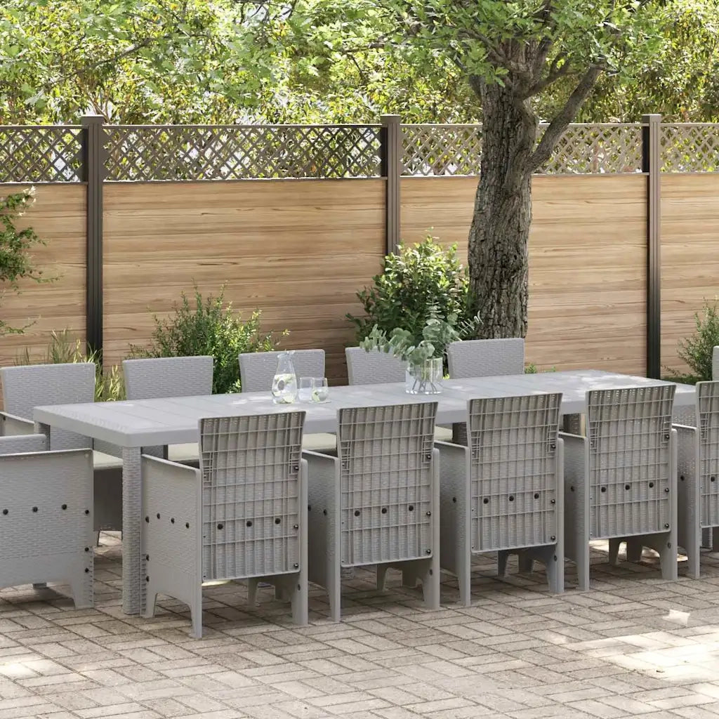 Set da Pranzo per Giardino con cuscino 13 pcs Grigio chiaro