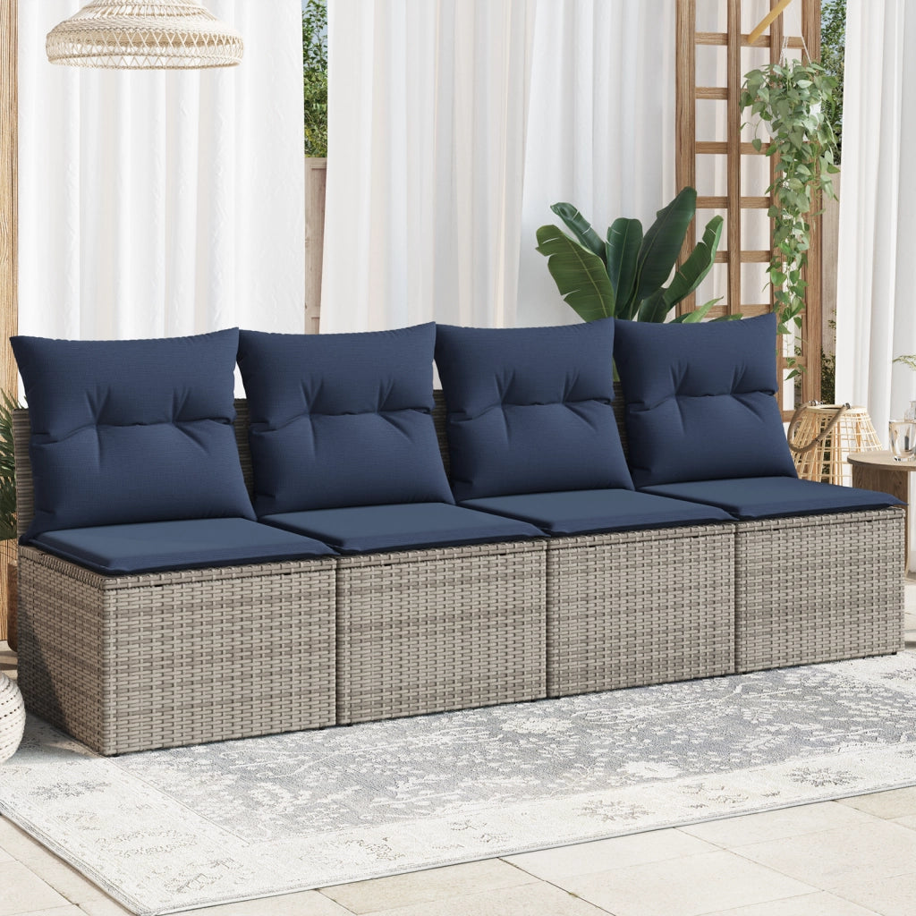 | Divano da giardino | Grigio 220 x 62 x 69cm polyrattan 366151
