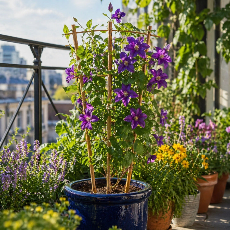Scala di supporto per piante KADAX in bambù, 46 cm, triplo supporto per fiori