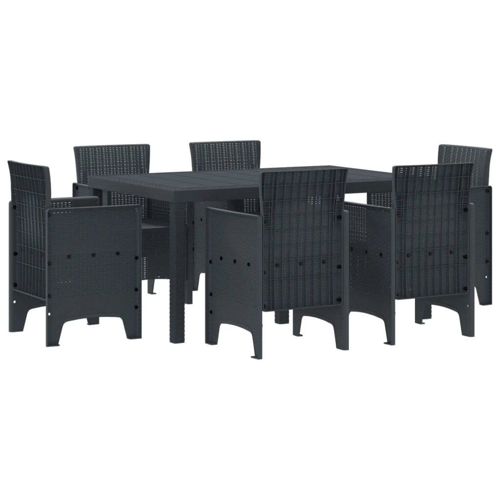 Set da Pranzo per Giardino 7 pcs Antracite Rattan Polt 3378552