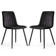 Set di 2 Sedie in velluto trapuntate LIVO Nero gambe nere