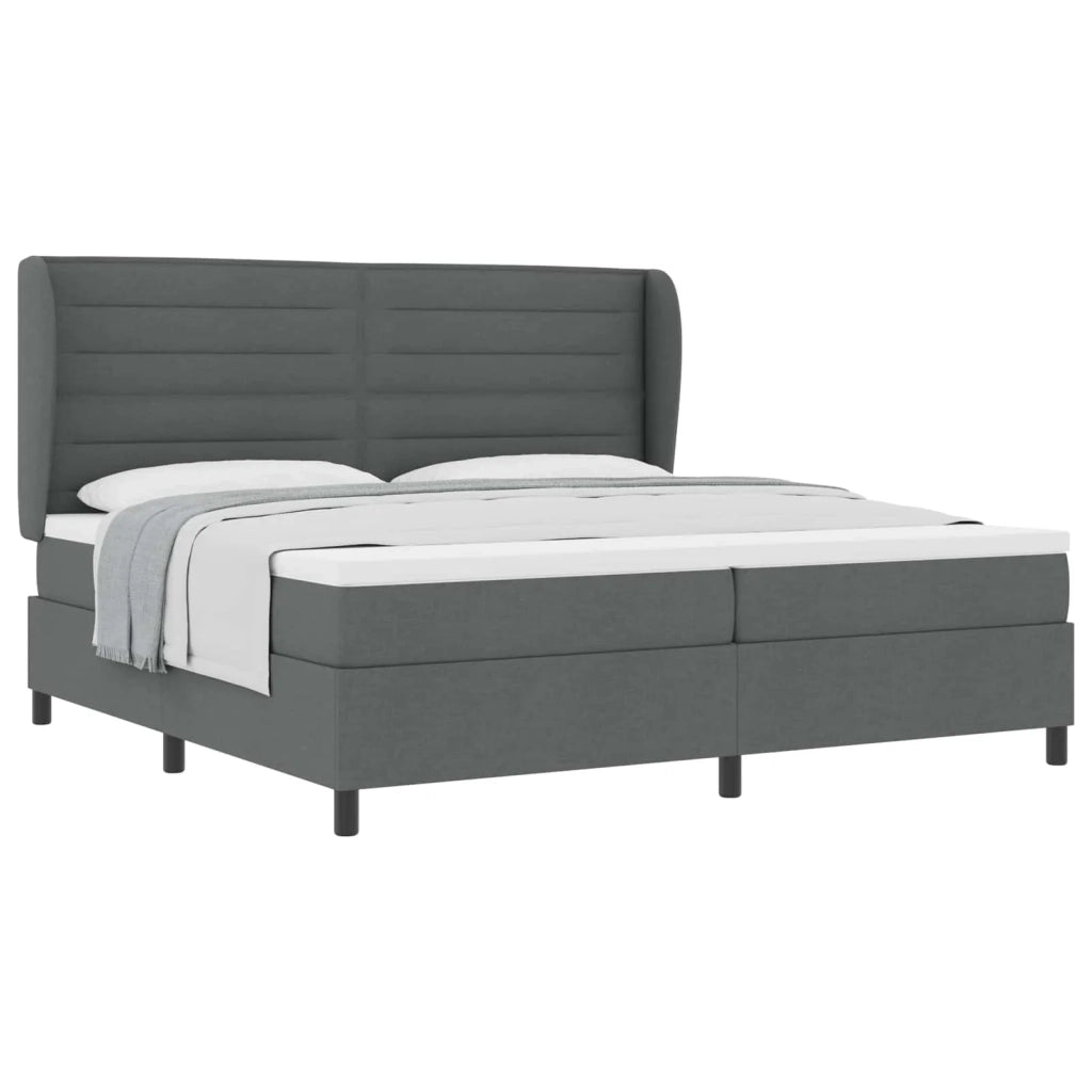 Letto a molle con materasso Grigio scuro 200 x 200 cm Tessuto 3340523