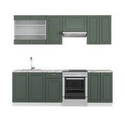 Cucina componibile Fame-Line Verde-oro rustico/Bianco 240 cm, PL Marmo Vicco
