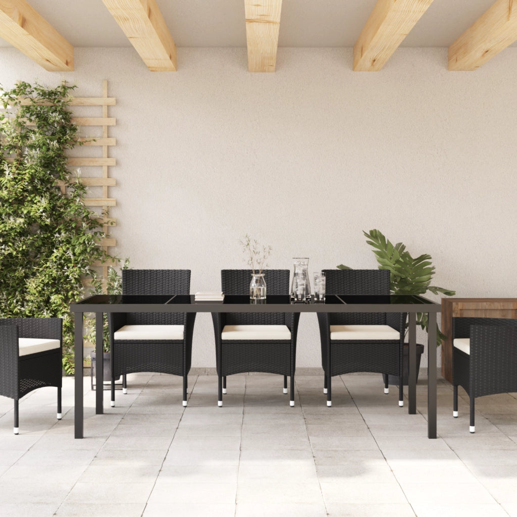 Tavolo da Giardino  Nero 200x80x73 cm in Vetro Temperato