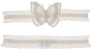 Accessorio di Sposa - Cintura per Sposa - Bianca con Pizzo - 2 Pezzi - Adatto per Signorine/Donne - Circonferenza Coscia 40-60 cm - Accessorio di Sposa
