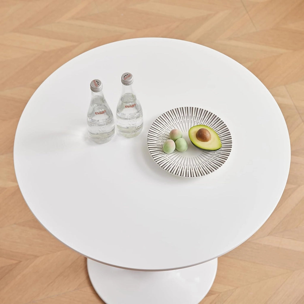 GrandCA HOME Tavolo da Pranzo Moderno Rotondo 70 cm con Piedistallo in Design Tulipano, Tavolo per il Tempo Libero Mid-Century per Cucina, Sala da Pranzo e Soggiorno, Bianco-70