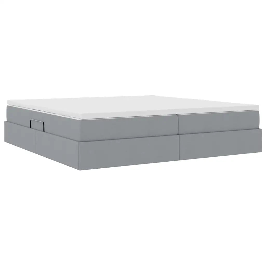 Letto con contenitore e materasso Grigio chiaro 200 x 200 cm