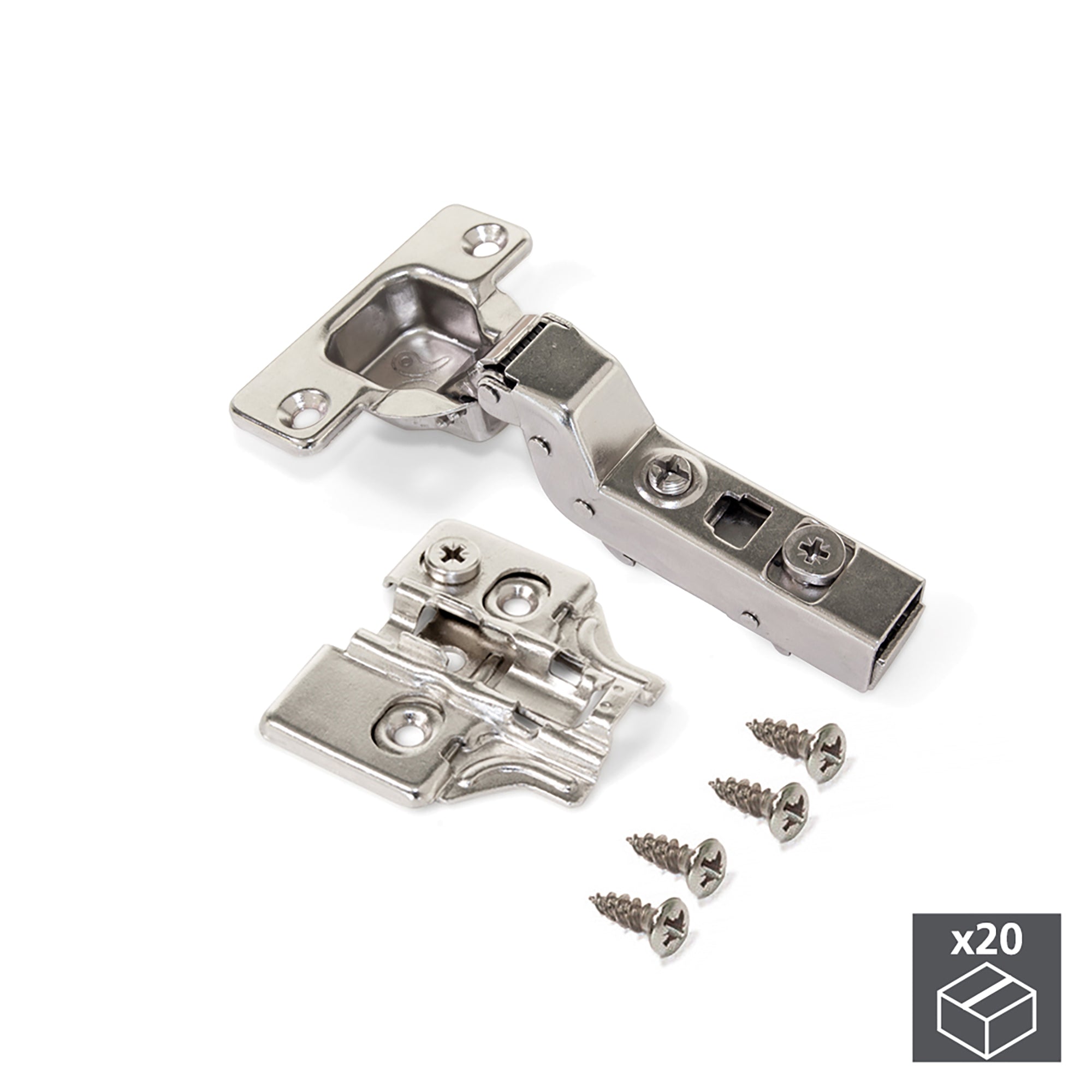 Cerniera a Scodellino 35 mm Collo Alto 100° con Basetta 20 Pezzi Emuca