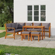 Set da Pranzo Giardino 7pz con Cuscini Legno Massello di Acacia