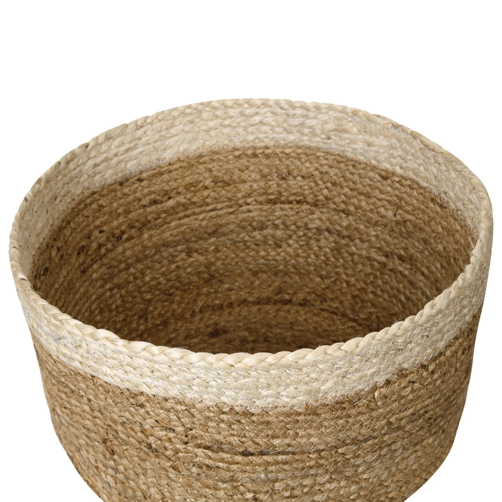 Set di 3 cestini in tessuto di iuta naturale alti 13/14/18 cm per conservare lo stile rustico boho