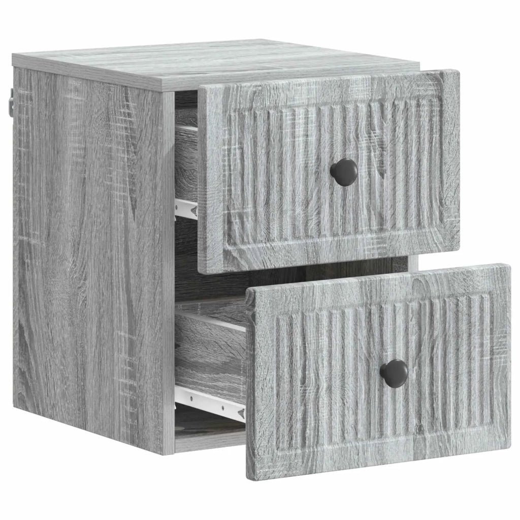 Mobiletto da notte a muro 2 pcs Grigio Sonoma 33 x 34,5 x 40 cm 897968