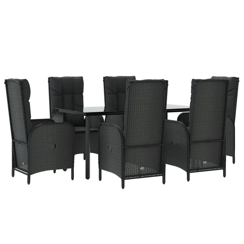 Set da Pranzo da Giardino 7 pz Nero con Cuscini in Polyrattancod mxl 76474