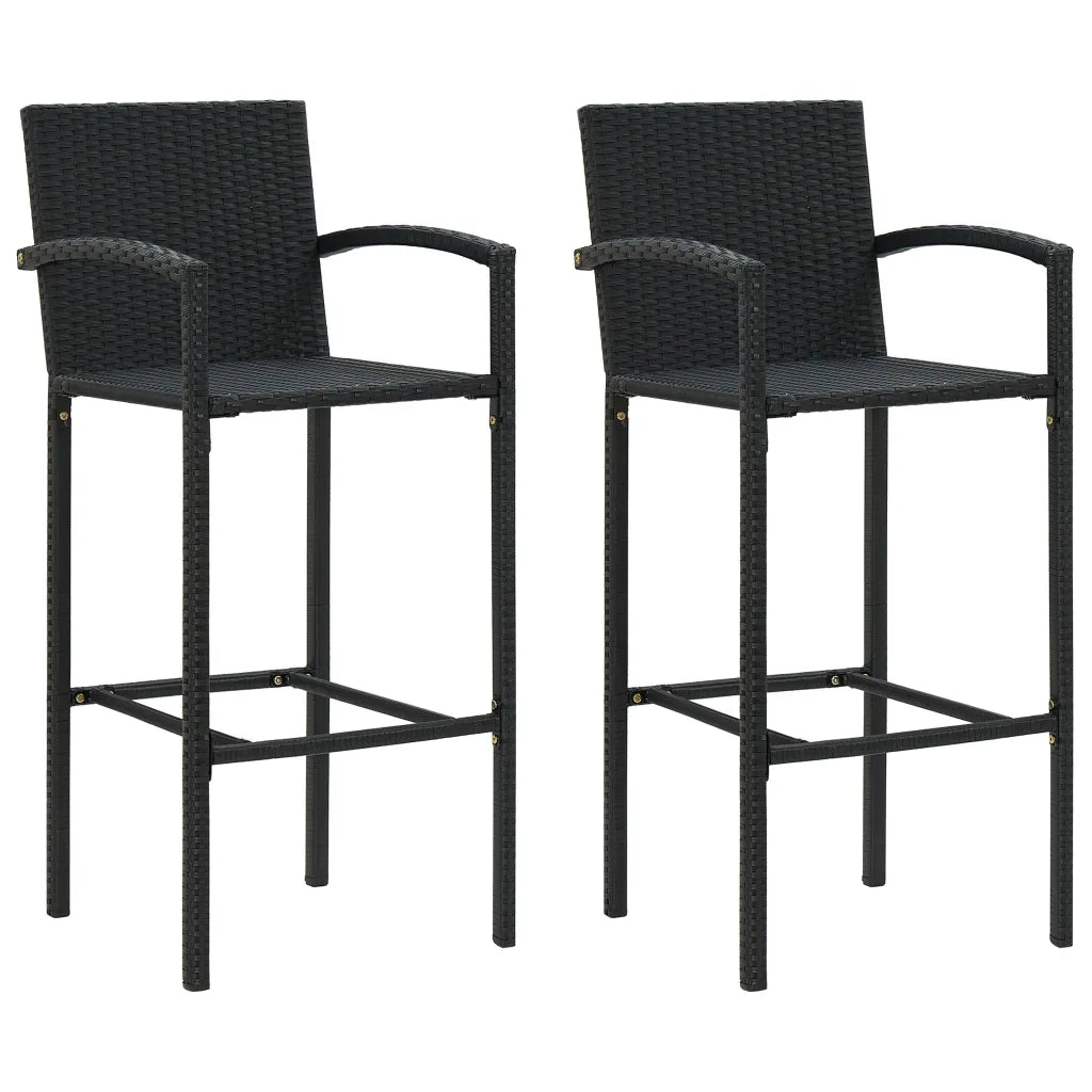 Set Bar da Giardino 3 pz Nero in Polyrattan 3187651