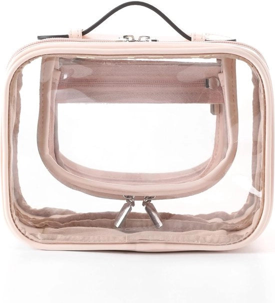 Toilette trasparente in PVC, kit di cosmetici trasparente impermeabile, organizzatore per valigia e bagaglio, rosa, moda