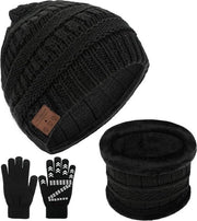 Muffa Bluetooth 3 in 1 con guanti antiscivolo - Cappello caldo per inverno - Ricarica tramite USB - Unisex