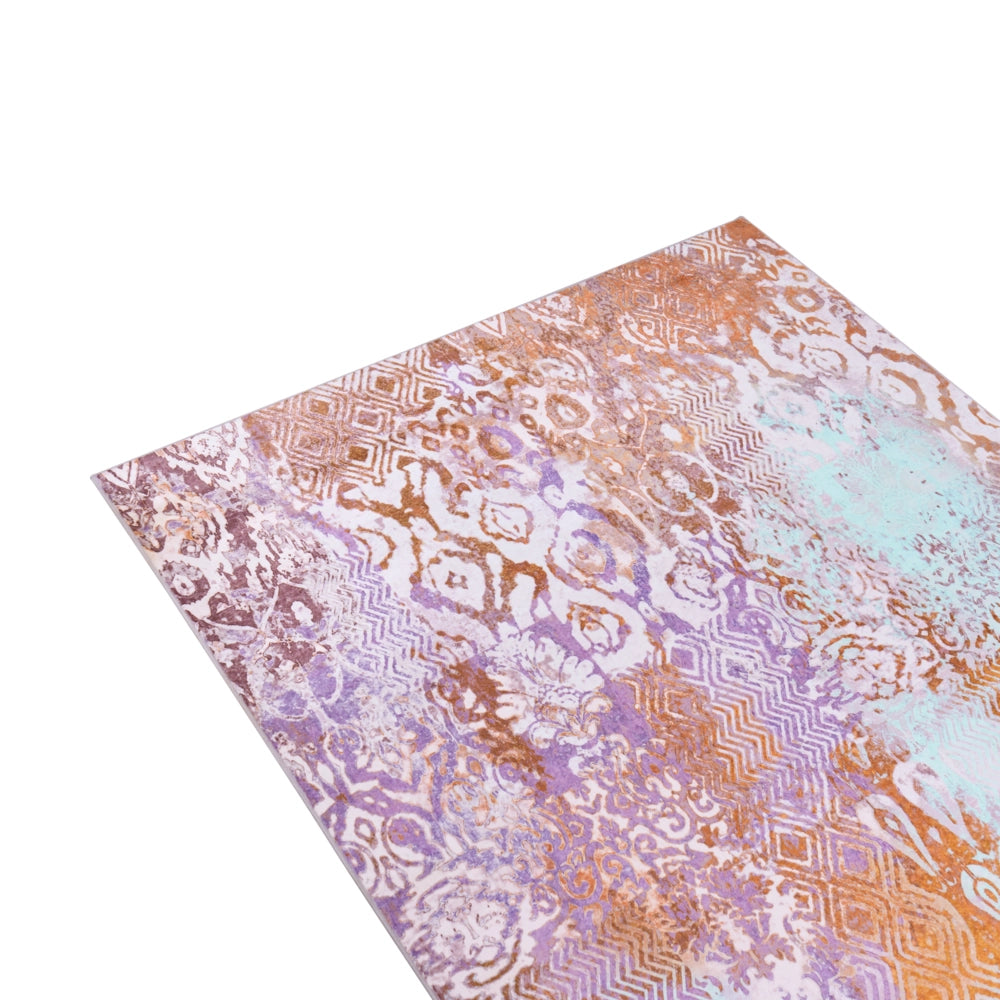 Tappeto multicolore in poliestere 80 x 150 cm, tessuto a trama piatta, stile orientale boho con vivaci motivi stampati