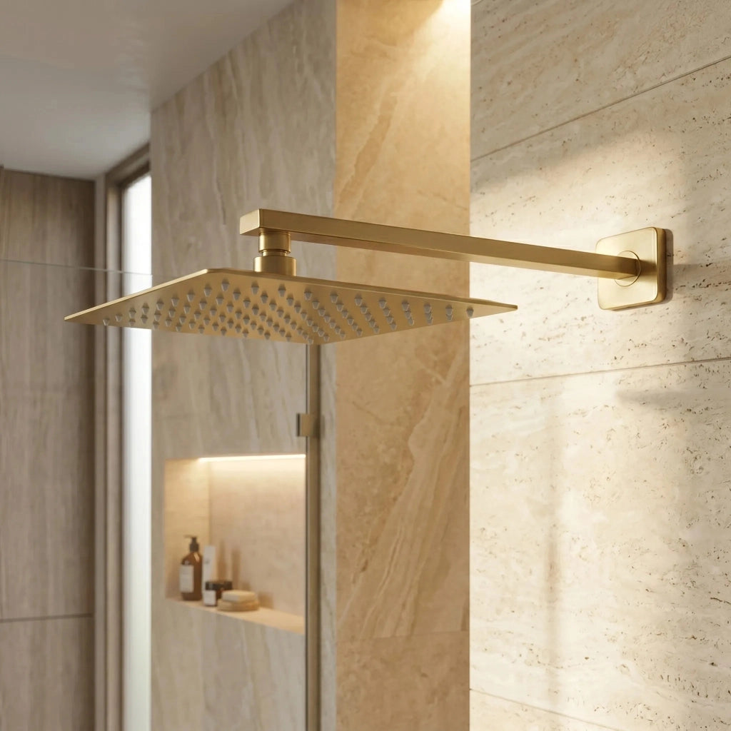 Soffione Doccia Quadrato Rea Js-p015bg 25cm Brush Gold