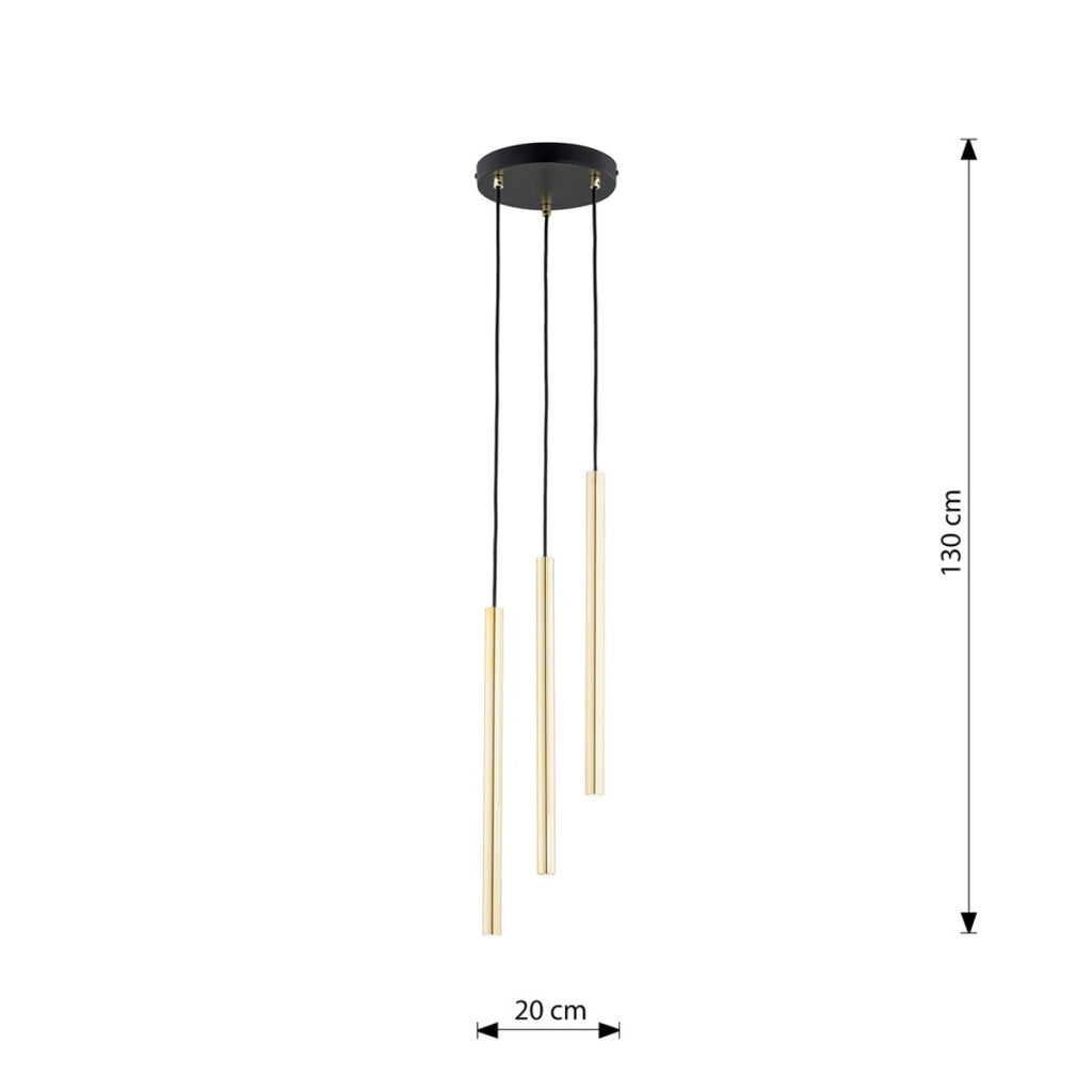 Lampada a sospensione Selter in acciaio nero e oro