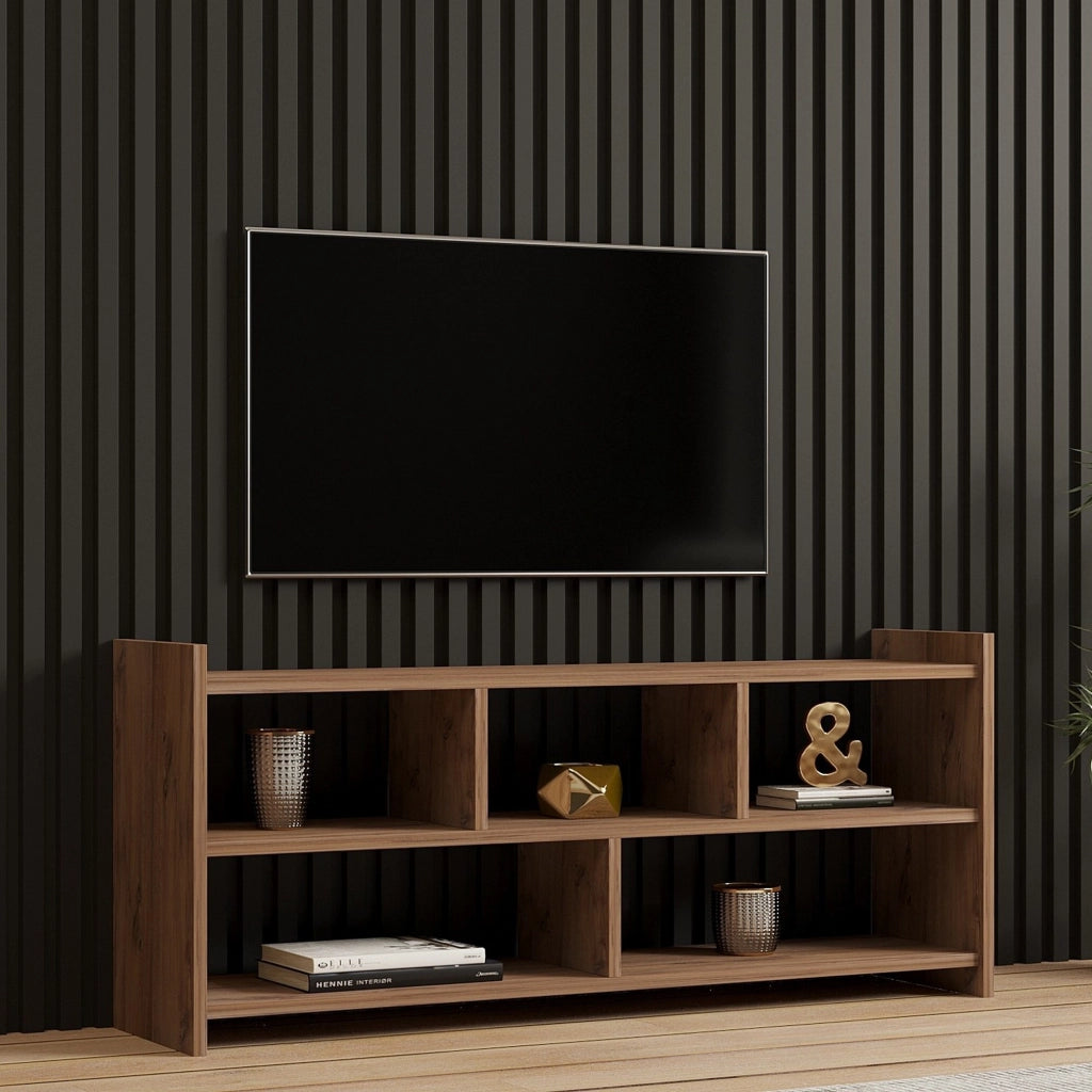 Loreglia, Mobile Porta tv 5 Ripiani, 118x28x55h cm Marrone Rovere