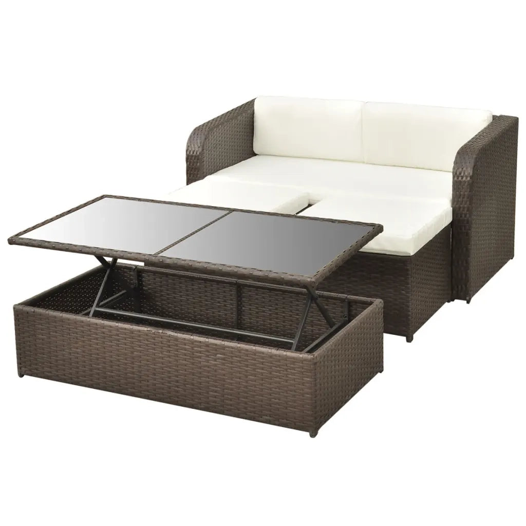 Set Divani da Giardino 4 pz con Cuscini in Polyrattan Marrone 42480