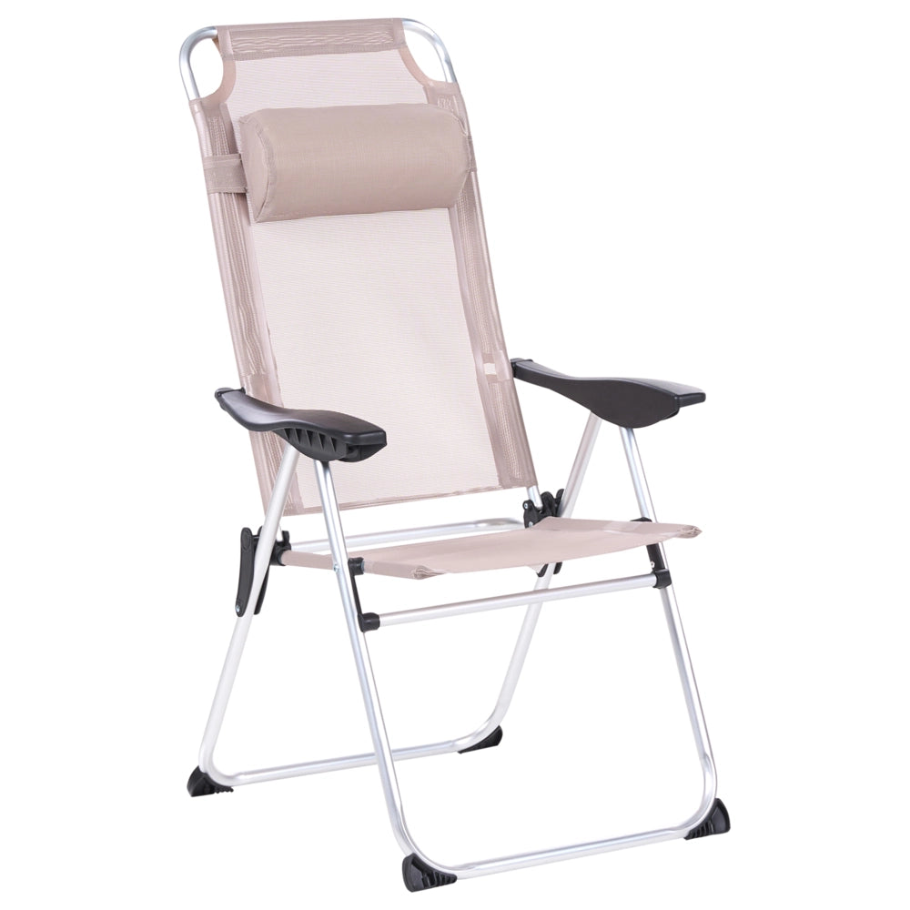 Set di 2 sedie pieghevoli da giardino con schienale regolabile Resistenti alla ruggine Moderna struttura in alluminio anodizzato opaco beige