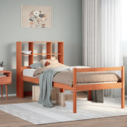 vidaXL Letto Libreria senza Materasso Marrone Cera 75x190 cm Legno