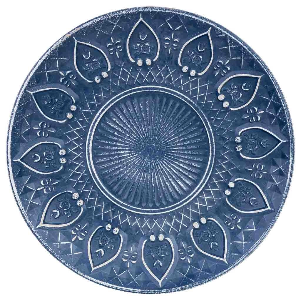 Vassoio decorativo in legno blu 35x35x3h cm
