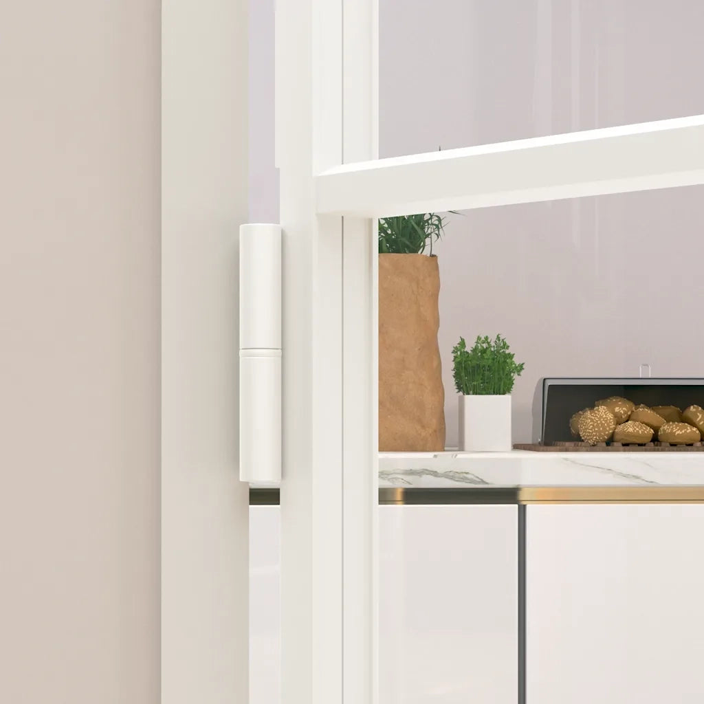Porta Interna Bianca 93x201,5 cm Vetro Temperato Alluminio Slim 153668