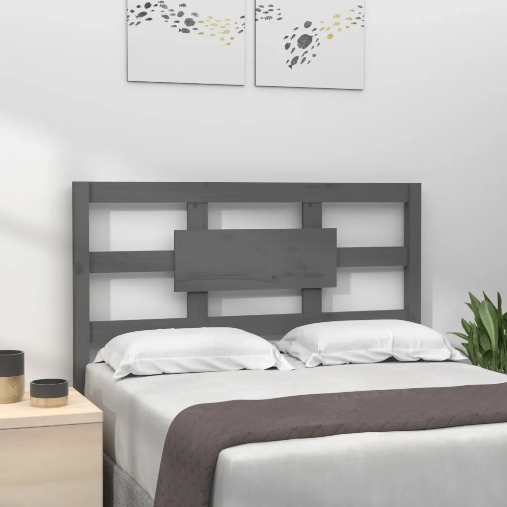 Testiera per Letto Grigia 105,5x4x100 cm Legno Massello di Pino 818027