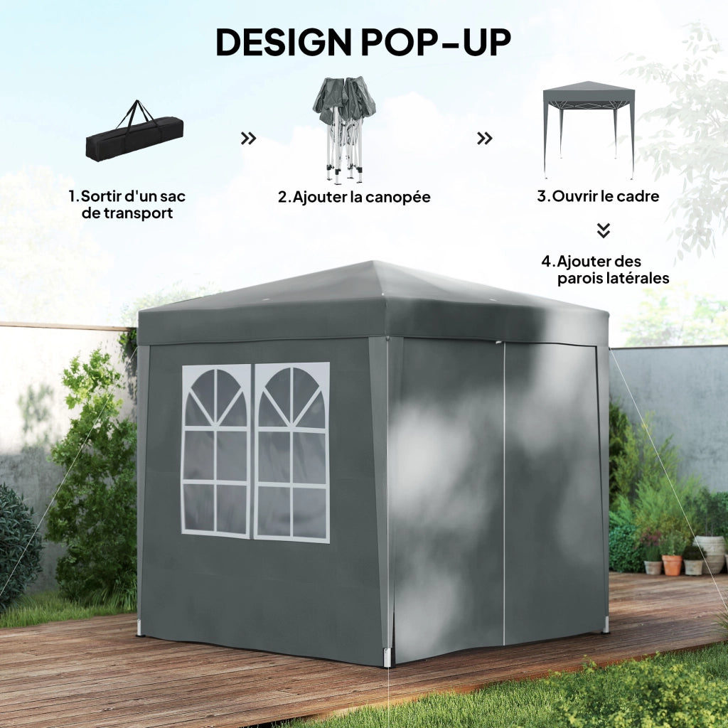 Tonnelle da giardino pieghevole ¨C zephmum ¨C Grigio 2x2 m