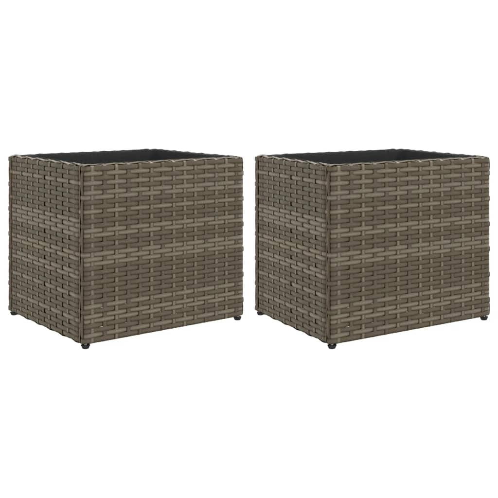 Fioriera rialzata per piante fiori giardino terrazze set da 2 36 x 30 x 32 cm resina intrecciata grigia 02_0038945