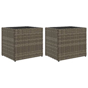 Fioriera rialzata per piante fiori giardino terrazze set da 2 36 x 30 x 32 cm resina intrecciata grigia 02_0038945