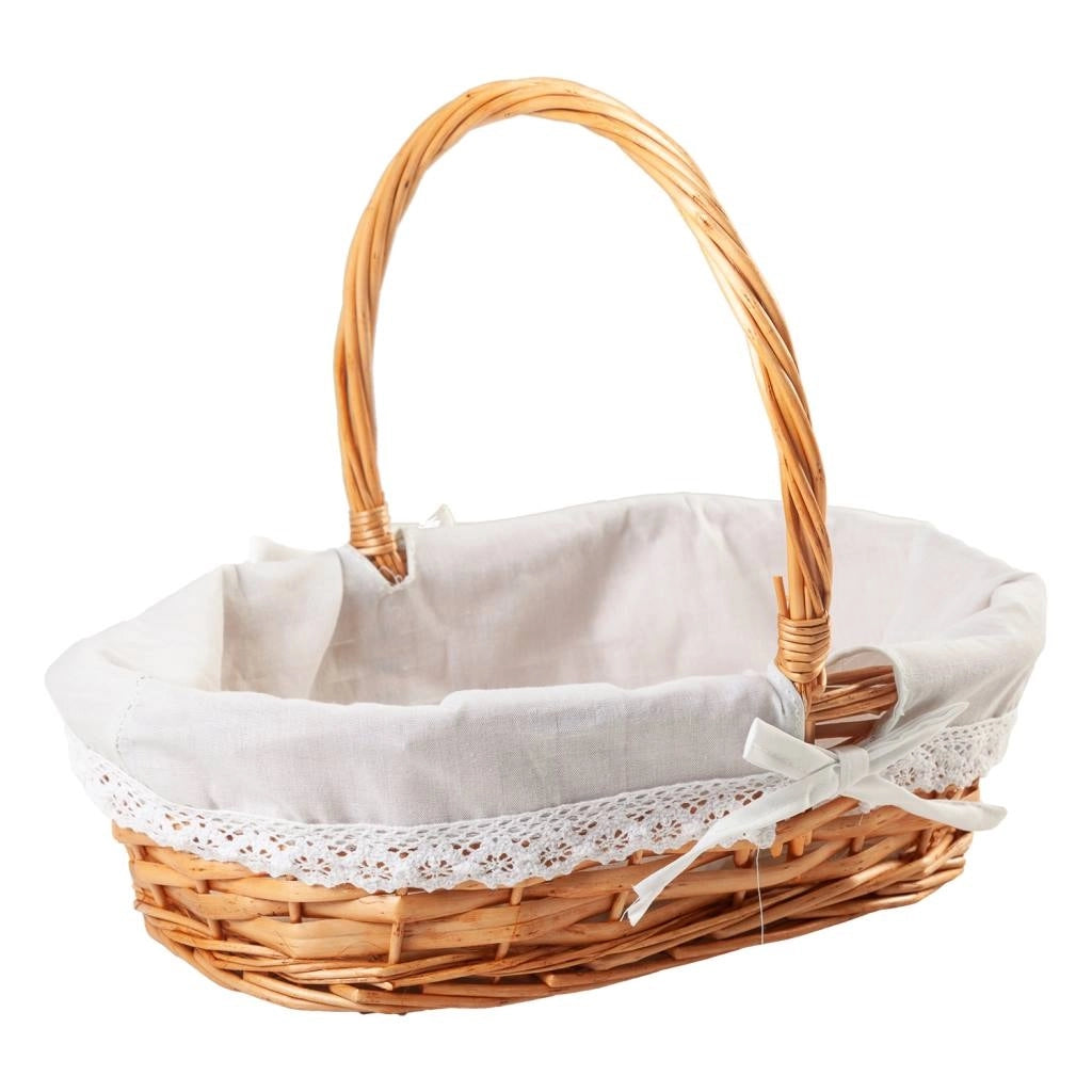 Cesto in vimini naturale marrone foderato 38x25x28h