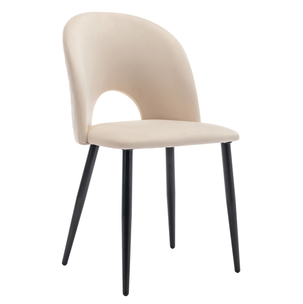 Sedia imbottita con schienale in velluto beige