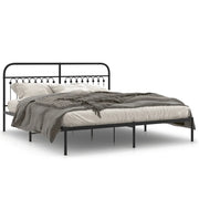 Letto matrimoniale | Letto per adulti | Giroletto con Testiera in Metallo Nero 183x213 cm