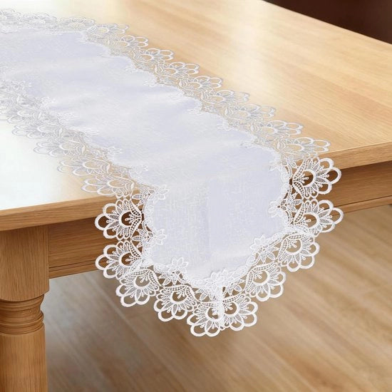 Tavolo da pranzo 40x90 cm - Orlo Jacquard - Coprid tavolo ovale - Lavabile - Antiscivolo - Disegno fiorale - Decorazioni eleganti per tavolo
